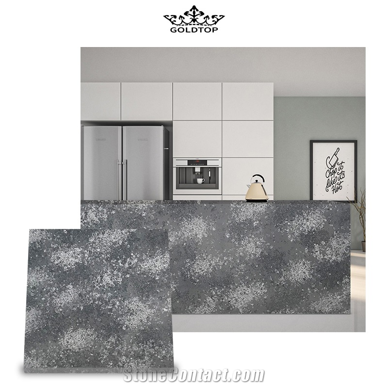 6003Concrete Artificial Quartz Tiles Polished Grey Slabs