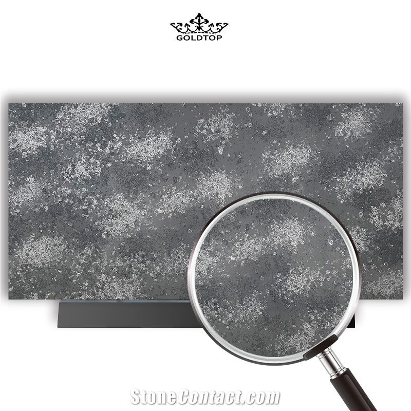 6003Concrete Artificial Quartz Tiles Polished Grey Slabs