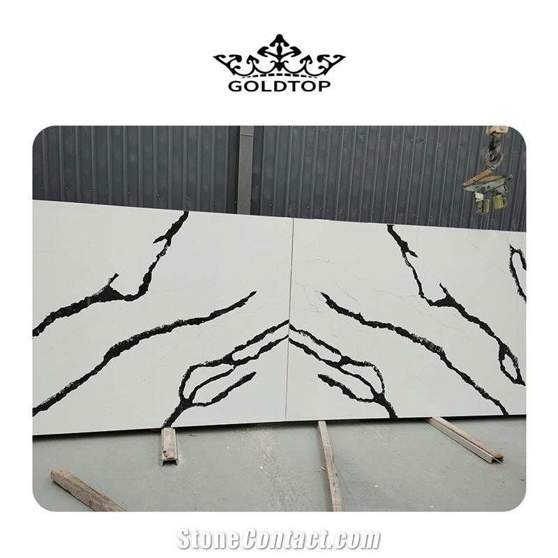 Customize Size Best Quality 5002 Calacatta Prada Quartz Slab