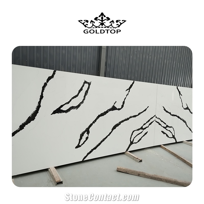 Customize Size Best Quality 5002 Calacatta Prada Quartz Slab