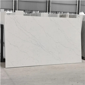Quarzo 5015 Calacatta White Quartz For Kitchen Countertop