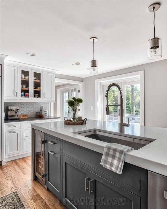 Wholesale Price 5005 Statuario Elisno White Quartz Tops