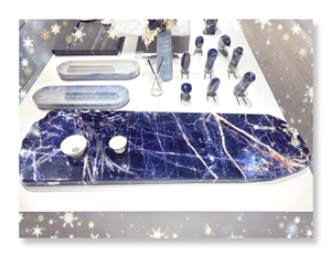Luxury Slabs Sodalite Blue Interior Design Polished Tiles