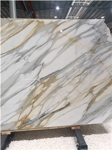 Italy Origin Book Matching Calacatta Gold Marble Slabs Tiles