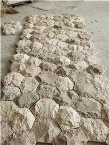 Yellow Limestone Split Wall Tiles And Decorated Stone