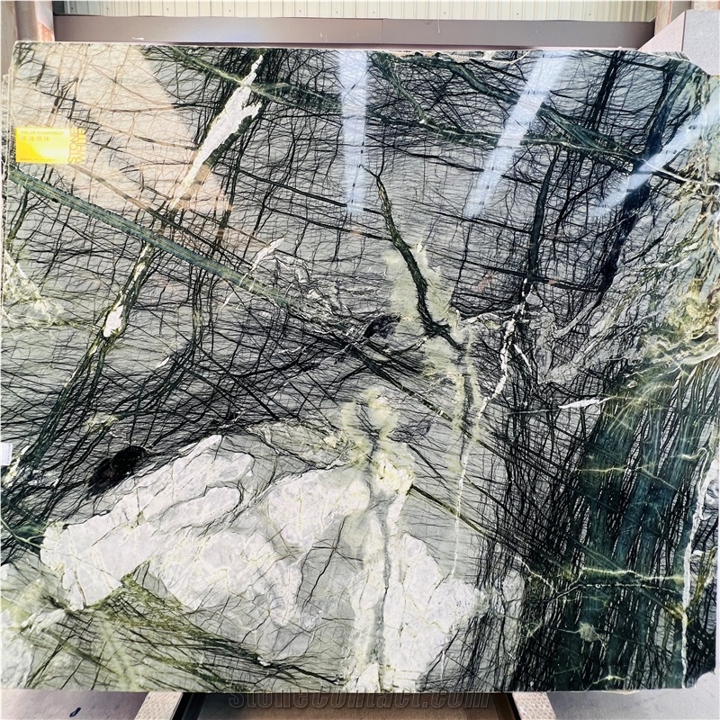 Dark Polar Rainforest Green Marble Slab