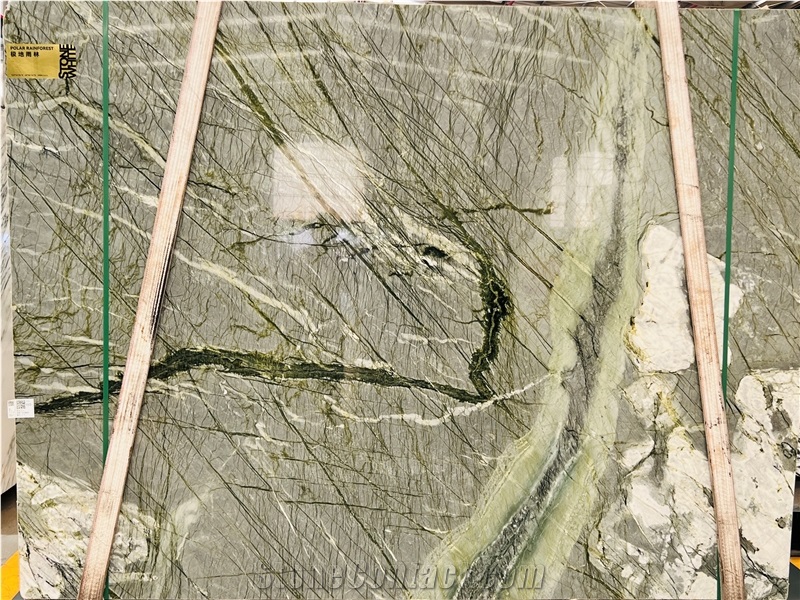 Light Polar Rainforest Dandong Green Marble Slab