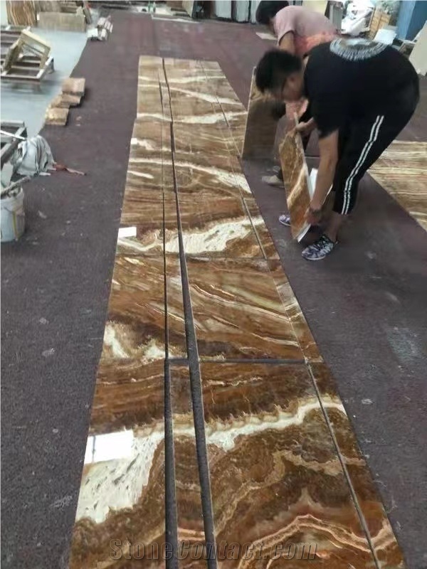 Tiger Onyx Cross Cut Marble Slabs Tiles Polished