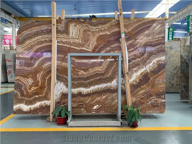 Tiger Onyx Cross Cut Marble Slabs Tiles Polished
