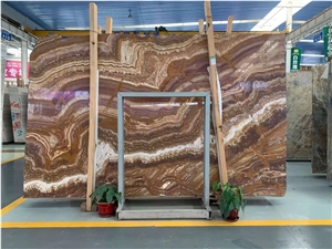 Tiger Onyx Cross Cut Marble Slabs Tiles Polished