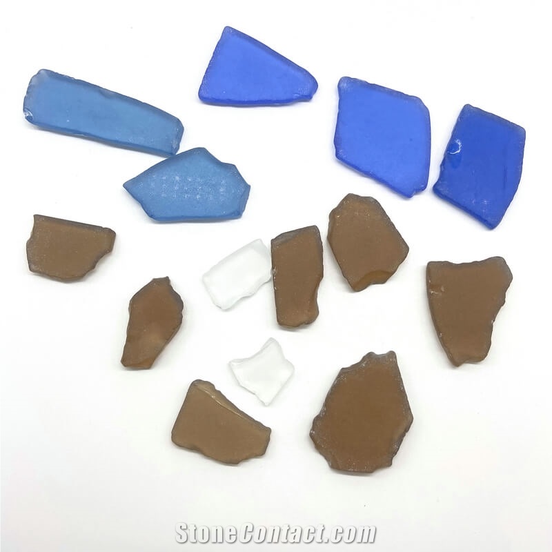 Recycled Glass Stone Frosted Mixed Color Plate