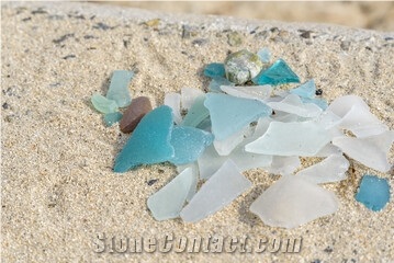Recycled Glass Stone Frosted Mixed Color Plate
