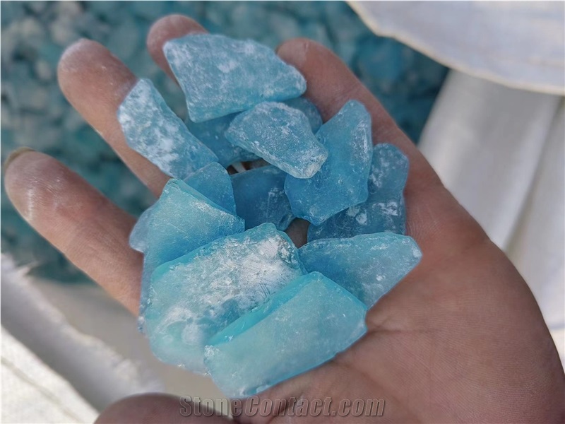 Recycled Glass Stone Frosted Mixed Color Plate