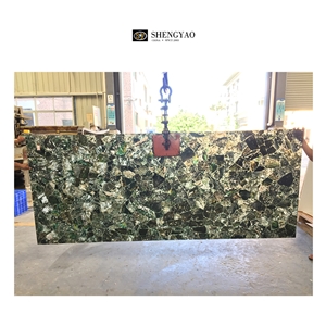 Green Backlit Moss Agate Gemstone Slab And Tile