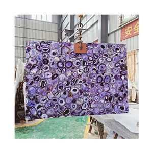 Natural Purple Agate Stone Gemstone Slab With Backlit