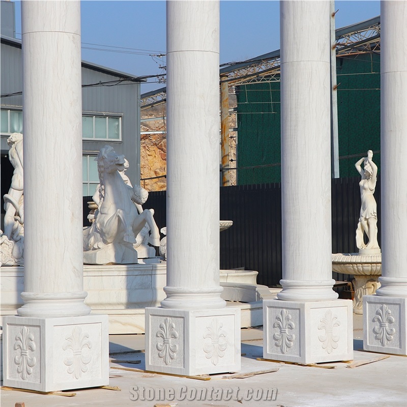 Round Marble Stone Column Building Pillar