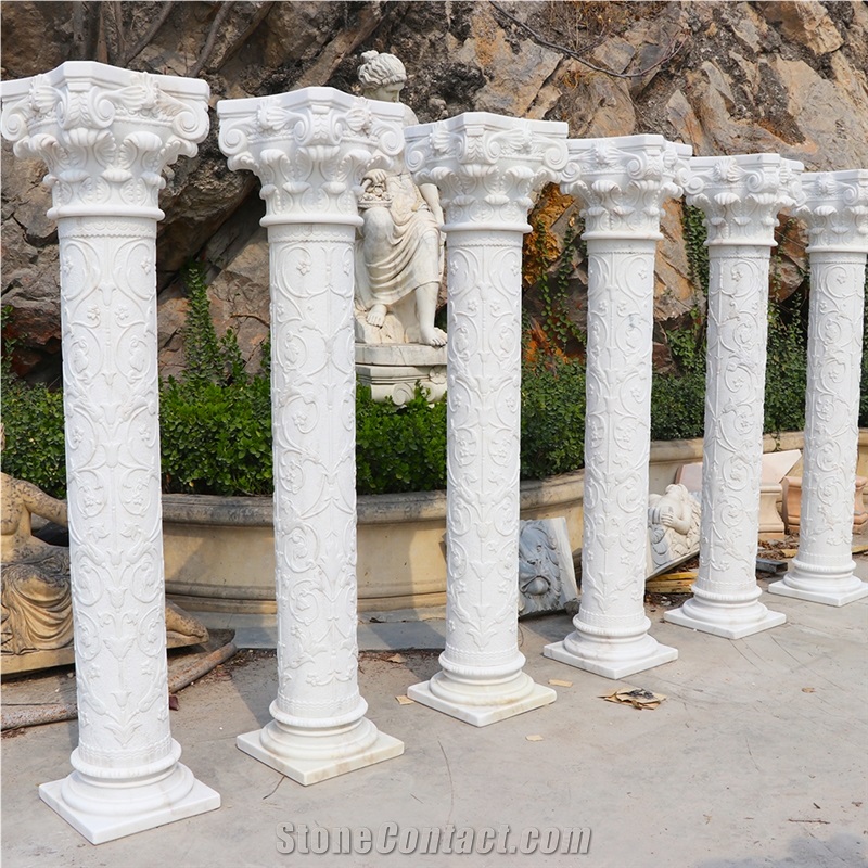 Round Marble Stone Column Building Pillar