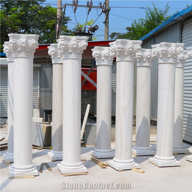 Round Marble Stone Column Building Pillar
