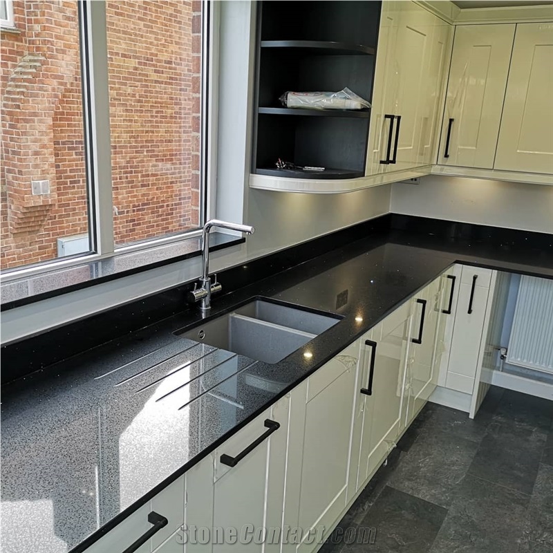 Vietnam Sparkling Black Quartz Stone LQ-313 For Kitchen
