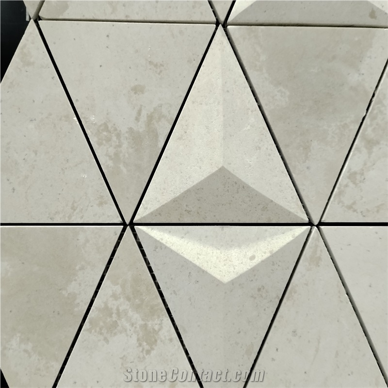 3D Triangle And Cone Beige Porcelian Mosaic Tiles 300X300