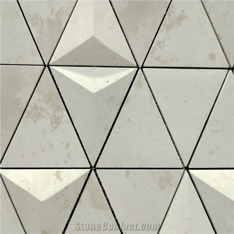 3D Triangle And Cone Beige Porcelian Mosaic Tiles 300X300