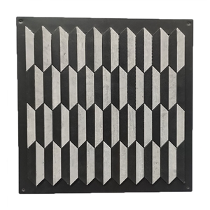 Hexagon Black And Grey Trapezium Pattern Mosaic Tiles