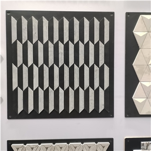 Hexagon Black And Grey Trapezium Pattern Mosaic Tiles