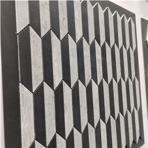Hexagon Black And Grey Trapezium Pattern Mosaic Tiles