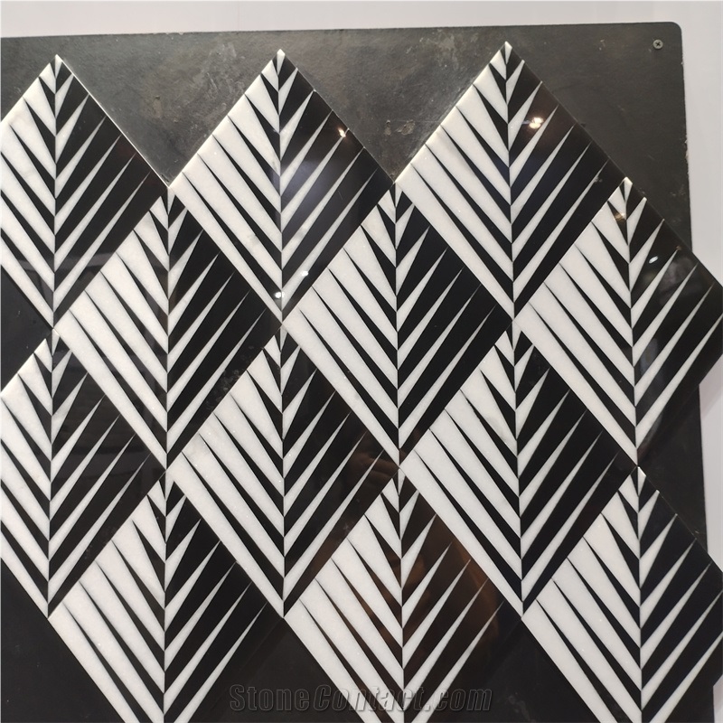 Lozenge Leaf Vein Pattern Porcelian Mosaic Tile For Kitchen