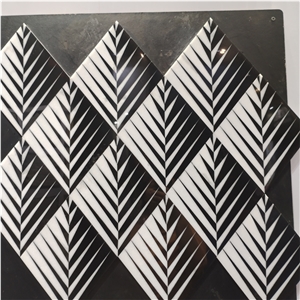 Lozenge Leaf Vein Pattern Porcelian Mosaic Tile For Kitchen