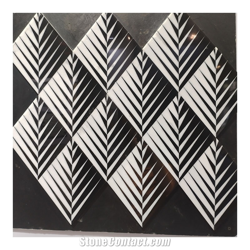 Lozenge Leaf Vein Pattern Porcelian Mosaic Tile For Kitchen