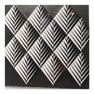 Lozenge Leaf Vein Pattern Porcelian Mosaic Tile For Kitchen