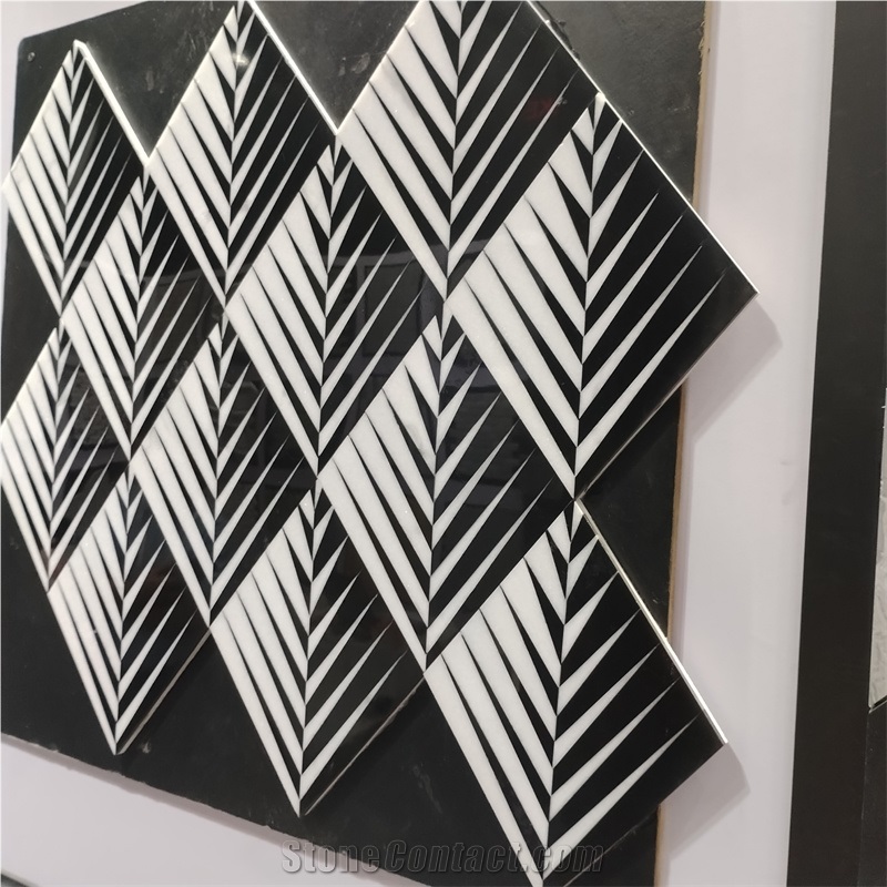 Lozenge Leaf Vein Pattern Porcelian Mosaic Tile For Kitchen
