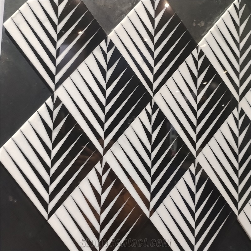 Lozenge Leaf Vein Pattern Porcelian Mosaic Tile For Kitchen