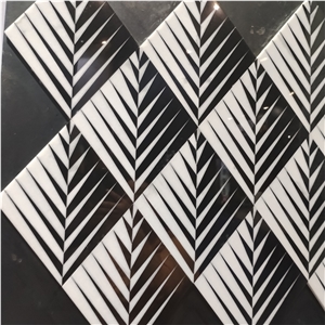 Lozenge Leaf Vein Pattern Porcelian Mosaic Tile For Kitchen