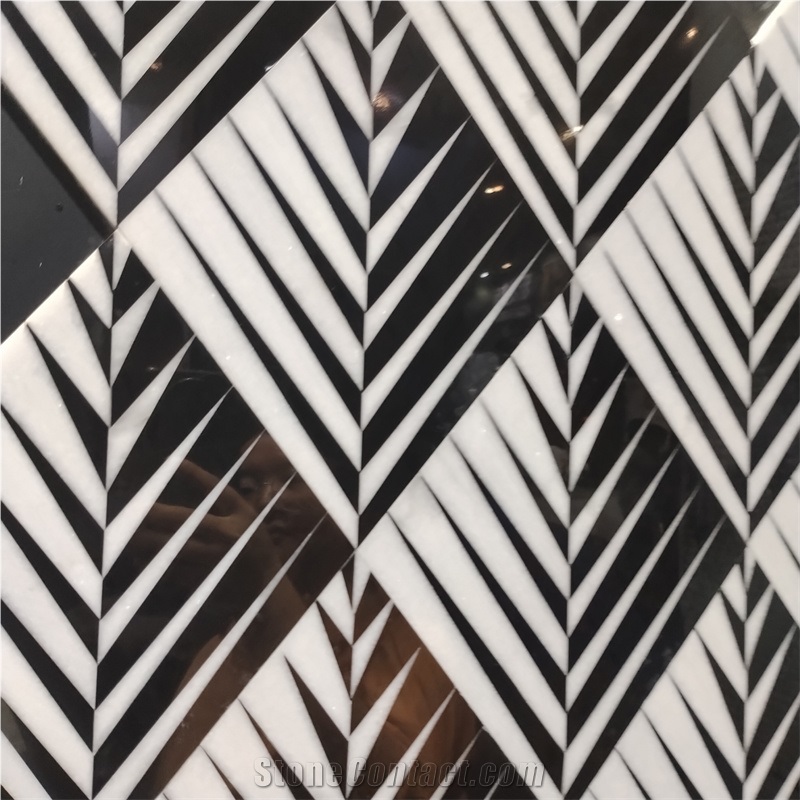 Lozenge Leaf Vein Pattern Porcelian Mosaic Tile For Kitchen
