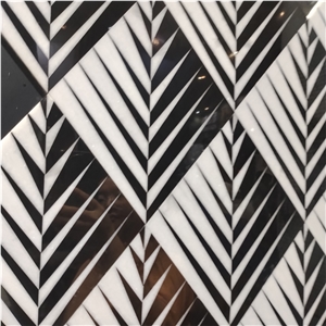 Lozenge Leaf Vein Pattern Porcelian Mosaic Tile For Kitchen