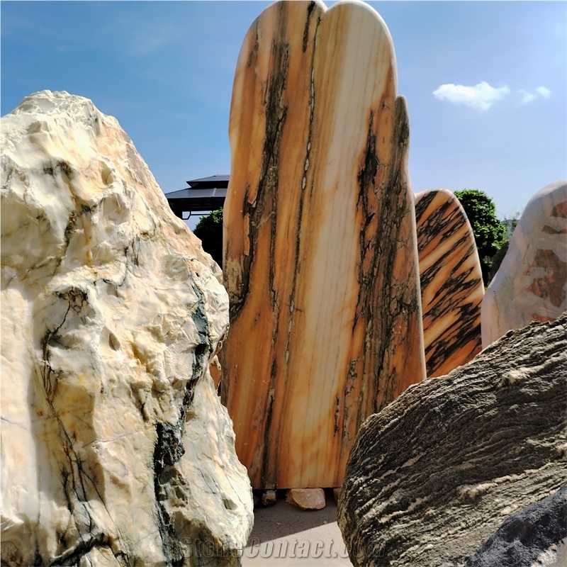 Large Size Sunset Glow Red Stone Rockery For Garden Decor