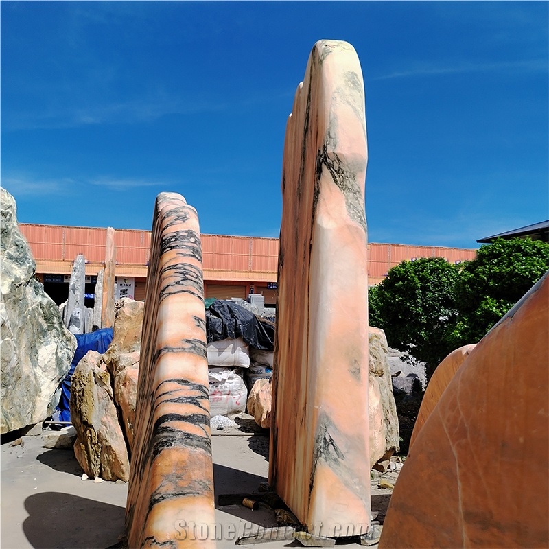 Large Size Sunset Glow Red Stone Rockery For Garden Decor