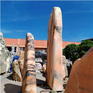 Large Size Sunset Glow Red Stone Rockery For Garden Decor