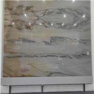 Luxury Best Quality Fusion Gold Quartzite Slab For Apartment