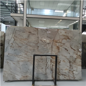 Luxury Blue Roma Quartzite Slabs With Messy Golden Lines