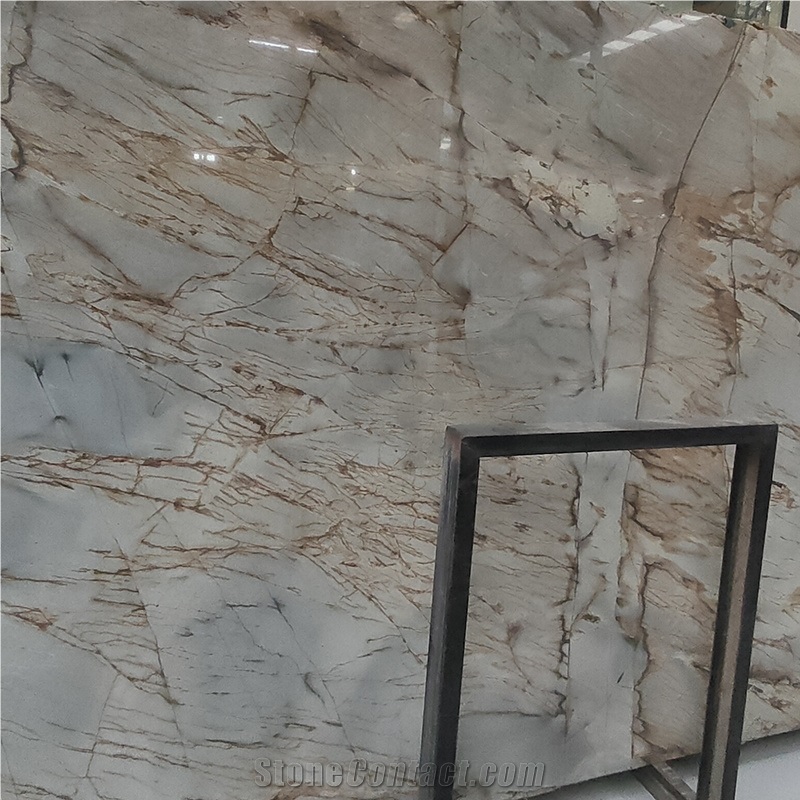 Luxury Blue Roma Quartzite Slabs With Messy Golden Lines