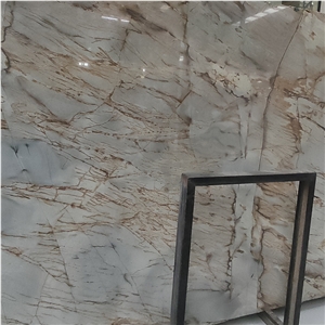 Luxury Blue Roma Quartzite Slabs With Messy Golden Lines