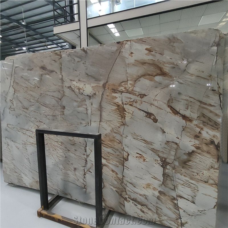 Luxury Blue Roma Quartzite Slabs With Messy Golden Lines