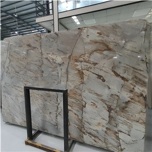 Luxury Blue Roma Quartzite Slabs With Messy Golden Lines