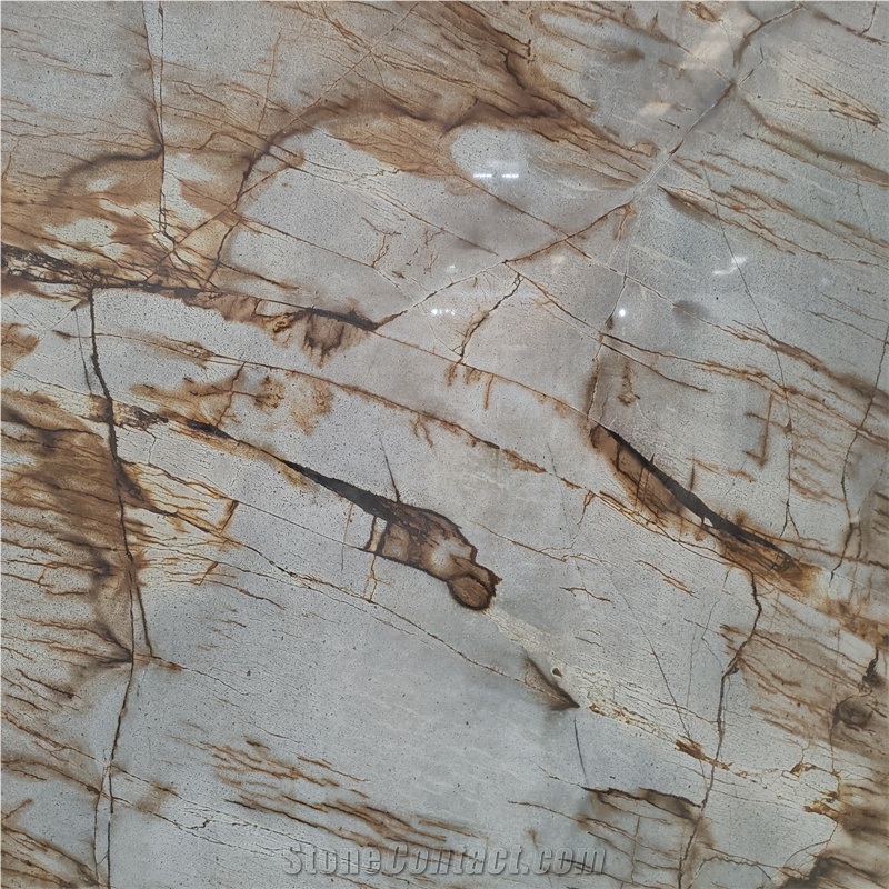 Luxury Blue Roma Quartzite Slabs With Messy Golden Lines