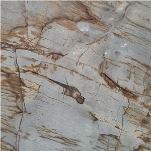 Luxury Blue Roma Quartzite Slabs With Messy Golden Lines