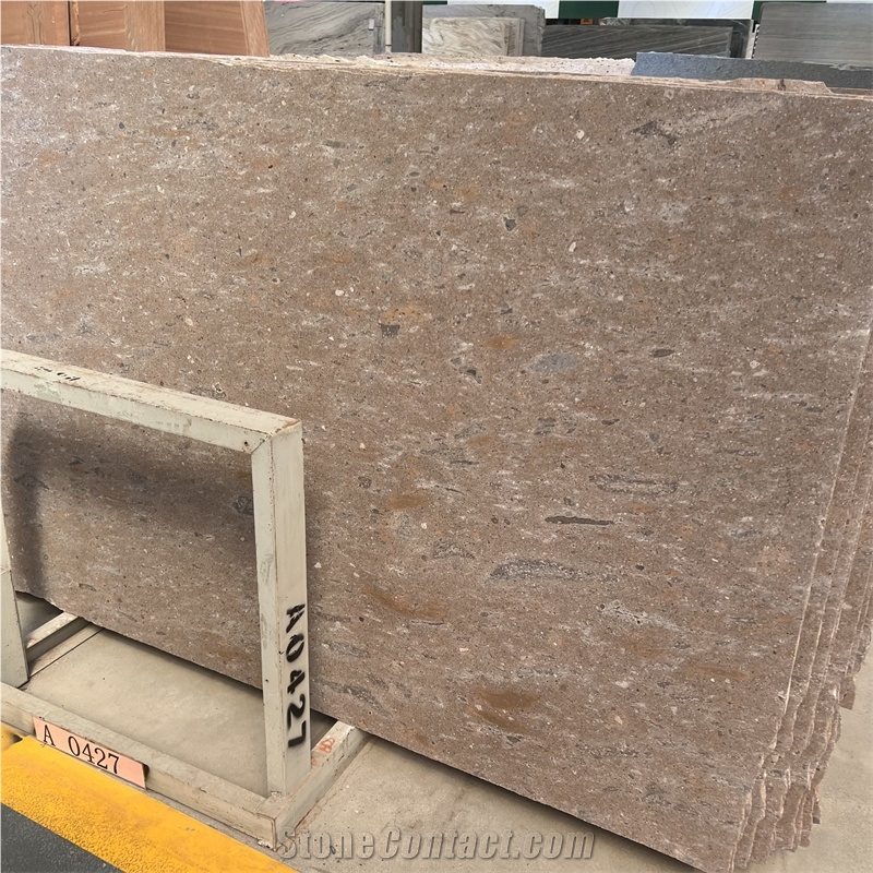 Matte National Orange Limestone For Tile Honed Floor