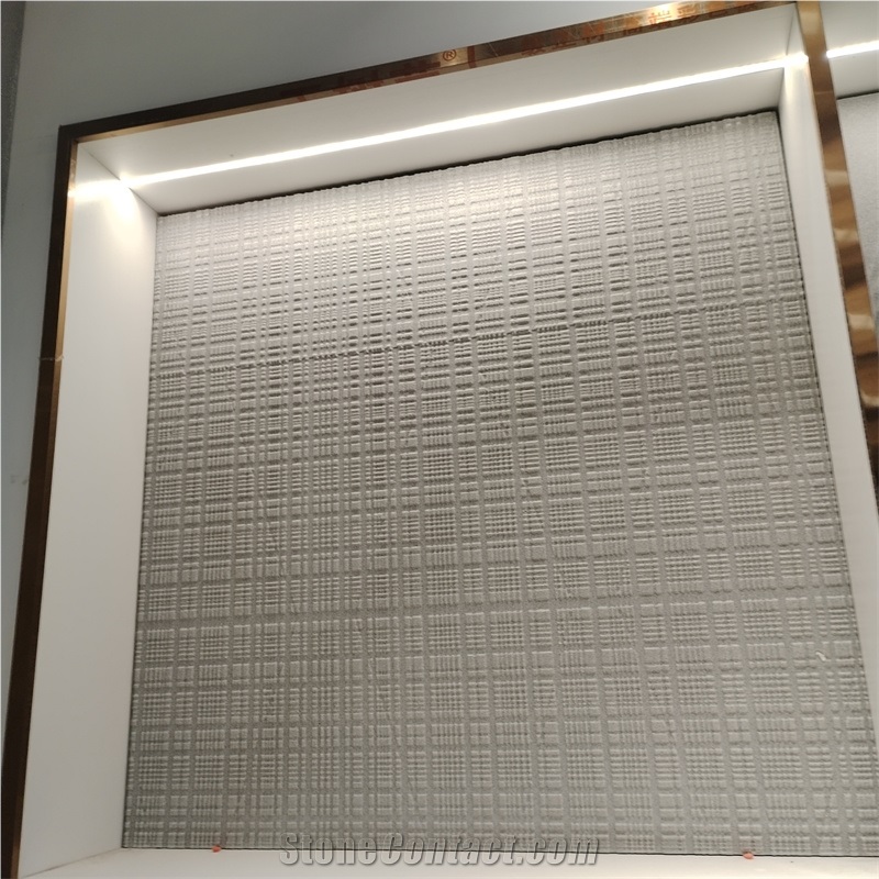 Natural Tesla Grey Marble CNC Carving Square Tiles For Wall